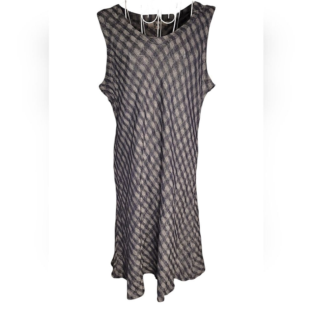 Flax Linen Sleeveless Plaid Dress